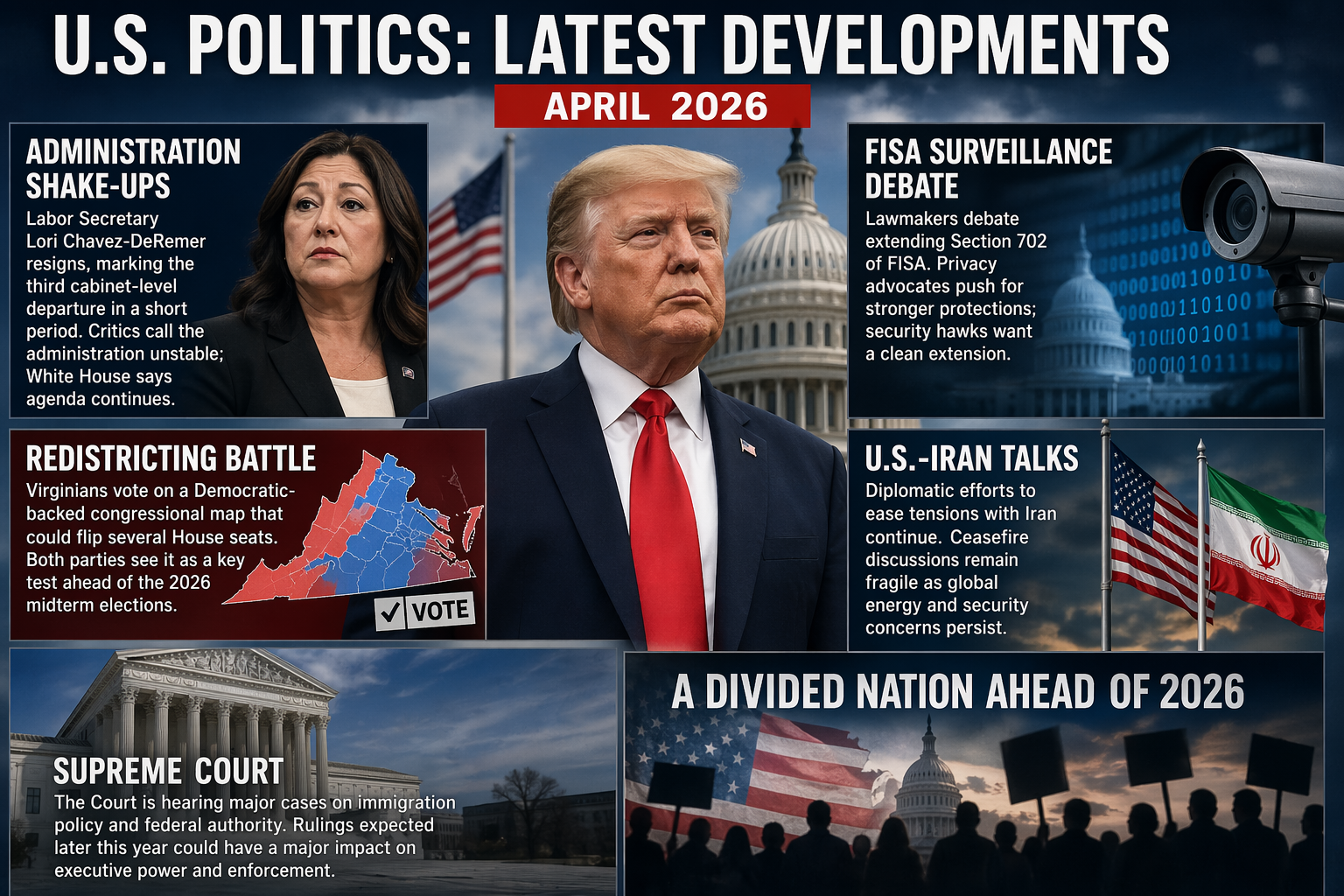 The U.S. political scene remains highly active this week, with major developments unfolding across Washington, state politics, and national security.
